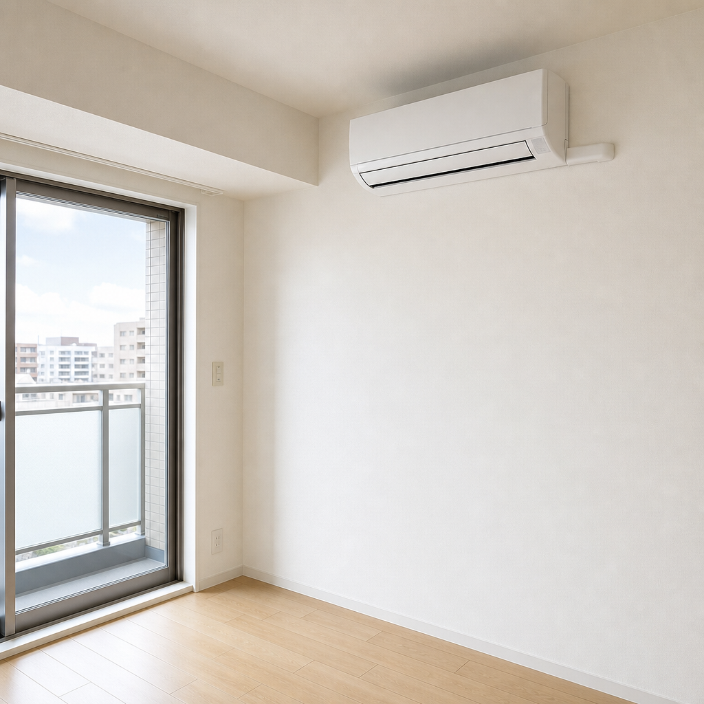 Điều hoà vừa lắp trên tường một phòng trống